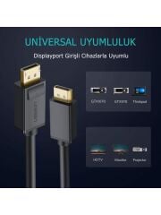 UGREEN 10213 DP102 3D 4K Görüntü Desteği DisplayPort to DisplayPort DP 1.2 Kablosu Siyah 5metre - 2