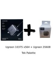 UGREEN 10375 X564 Nexode 100W USB-C Kablolu Dört Portlu GaN Hızlı Duvar Şarj Cihazı Siyah 1.5metre + UGREEN 35608 S510 Black Label 2500W 250V 10A Universal Alman Standartı Seyahat Dönüştürücü Siyah