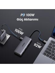 UGREEN 15531 CM498 Type-C to 4K/30Hz HDMI 2xUSB 3.2 Type-C 3.2 SD TF Kart Okuyucu Çoklayıcı Hub Adaptör