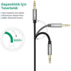 UGREEN 10734 AV119 3.5mm Aux Ses Kablosu Siyah 1.5metre
