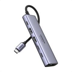 UGREEN 35999 CM511 6 in 1 USB-C to 2xUSB-A 3.0 Çoklayıcı 1x4K/60Hz HDMI 1xSD 1xTF Kart Okuyucu 1xUSB-C PD 100W Şarj Desteği Çok Fonksiyonlu Bağlantı İstasyonu