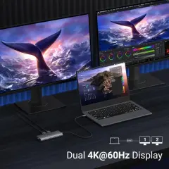 UGREEN 15534 CM639 Revodok Pro 10 in 1 1xUSB-A 3.0 2xUSB-A 2.0 Çoklayıcı 1x8K/30Hz 1x4K/60Hz HDMI 1xSD 1xTF Kart Okuyucu xRJ45 Gigabit Ethernet 1xUSB-C PD 100W Şarj Desteği Çok Fonksiyonlu Bağlantı İstasyonu