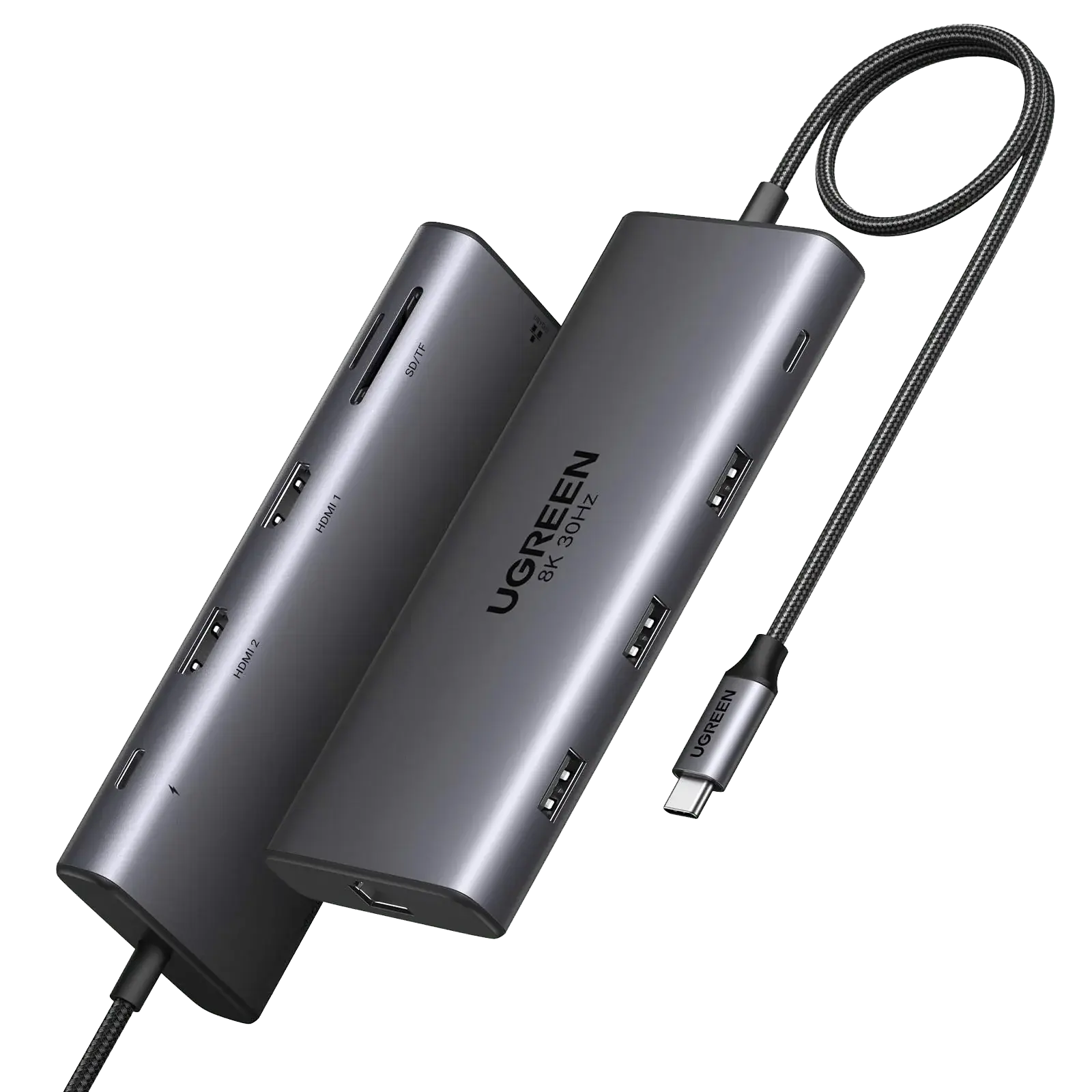 UGREEN 15534 CM639 Revodok Pro 10 in 1 1xUSB-A 3.0 2xUSB-A 2.0 Çoklayıcı 1x8K/30Hz 1x4K/60Hz HDMI 1xSD 1xTF Kart Okuyucu xRJ45 Gigabit Ethernet 1xUSB-C PD 100W Şarj Desteği Çok Fonksiyonlu Bağlantı İstasyonu