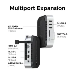 UGREEN 95503 CM887 Mac Mini M4 Dock 10 in 2 USB-C 4xUSB-A 10Gbps Çoklayıcı 1x8K/30Hz HDMI 1xM.2 NVMe 40Gbps 8TB Kadar 1xSD 1xTF 312Mbps Kart Okuyucu 1x3.5mm Kulaklık Çıkışı 1xUSB-C PD 100W Şarj Desteği Çok Fonksiyonlu Bağlantı İstasyonu - 2