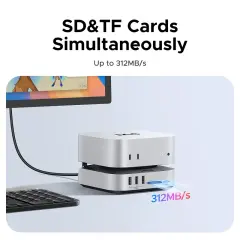 UGREEN 95503 CM887 Mac Mini M4 Dock 10 in 2 USB-C 4xUSB-A 10Gbps Çoklayıcı 1x8K/30Hz HDMI 1xM.2 NVMe 40Gbps 8TB Kadar 1xSD 1xTF 312Mbps Kart Okuyucu 1x3.5mm Kulaklık Çıkışı 1xUSB-C PD 100W Şarj Desteği Çok Fonksiyonlu Bağlantı İstasyonu