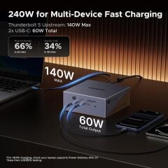 UGREEN 85590 U716 Revodok Maxidok 17 in 1 Thunderbolt 5 Docking Station 3xMonitör 140W PD Şarj Destekli Çok Fonksiyonlu Bağlantı İstasyonu
