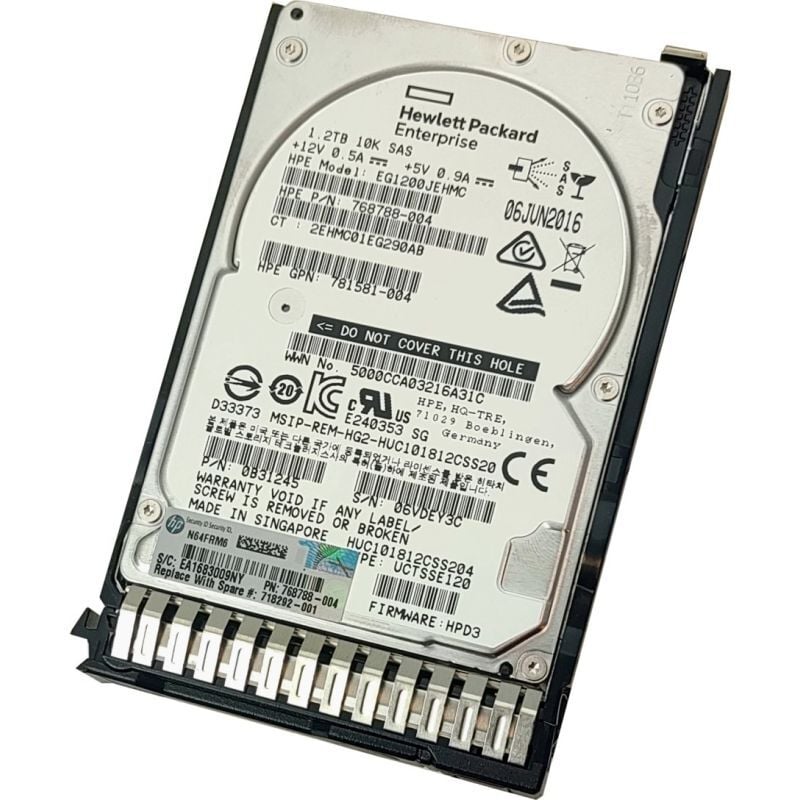 HPE 1.2TB 10K 12G SAS 2.5'' Server Sunucu Harddisk EG1200JEHMC HUC101812CSS204 768788-004 781581-004 0B31245