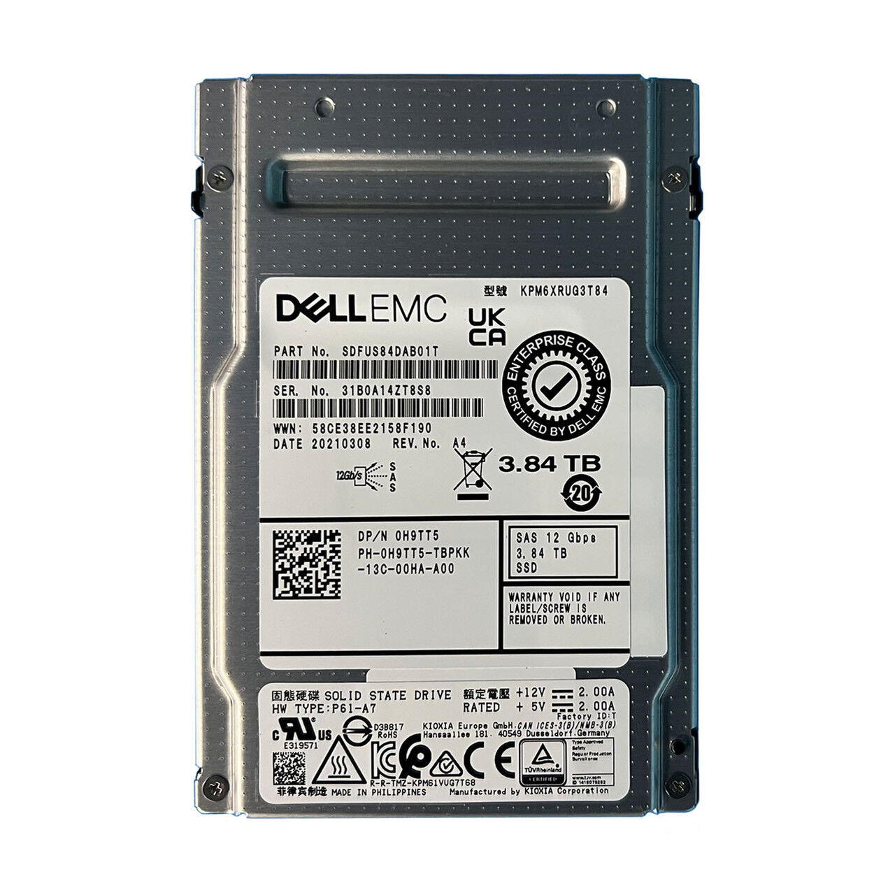 DELL EMC 3.84TB 24G SAS 2.5'' Server Sunucu SSD KPM6XRUG3T84 SDFUS84DHB02T 02XVX2