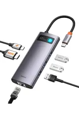 BASEUS Metal Gleam Series USB-C to 6 in 1 Çok Fonksiyonlu Bağlantı İstasyonu WKWG080013 - 2