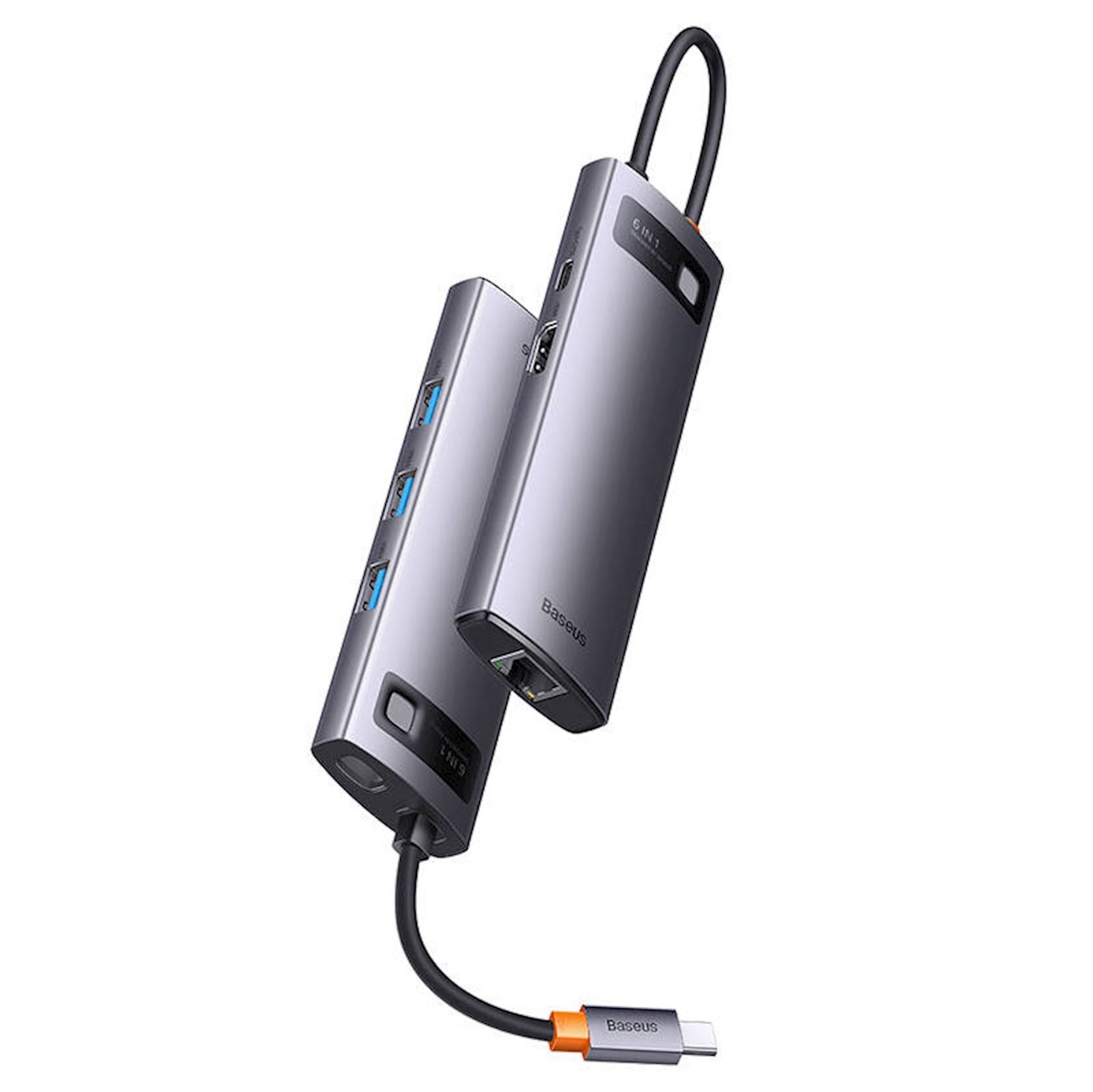 BASEUS Metal Gleam Series USB-C to 6 in 1 Çok Fonksiyonlu Bağlantı İstasyonu WKWG080013