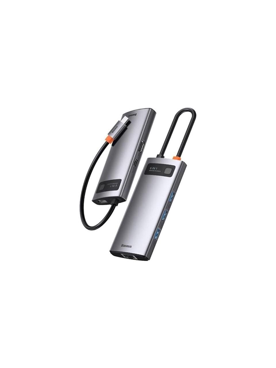 BASEUS Metal Gleam Series USB-C to 6 in 1 Çok Fonksiyonlu Bağlantı İstasyonu WKWG080013