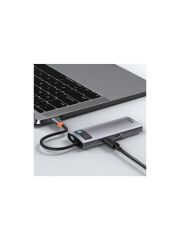 BASEUS Metal Gleam Series USB-C to 6 in 1 Çok Fonksiyonlu Bağlantı İstasyonu WKWG080013