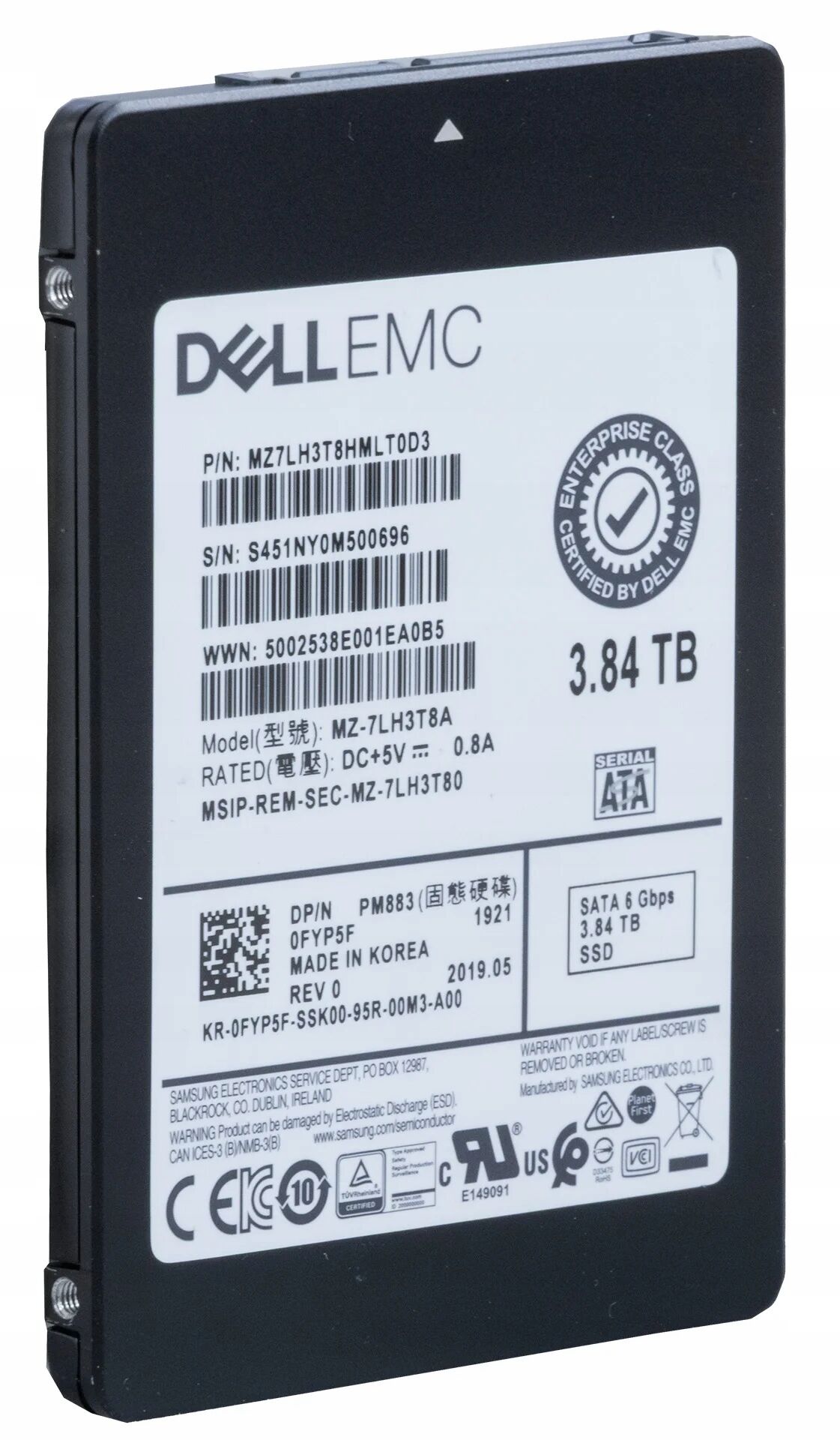DELL EMC EnterPrise PM883 3.84TB Sata 6Gbps 2.5'' Server Sunucu SSD MZ-7LH3T8A MZ7LH3T8HMLTAD3 0FYP5F