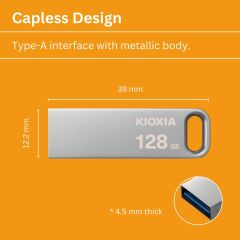 KİOXİA TransMemory U366 128GB USB 3.2 Gen 1 USB Bellek Metal Gümüş LU366S128GG4 - 2
