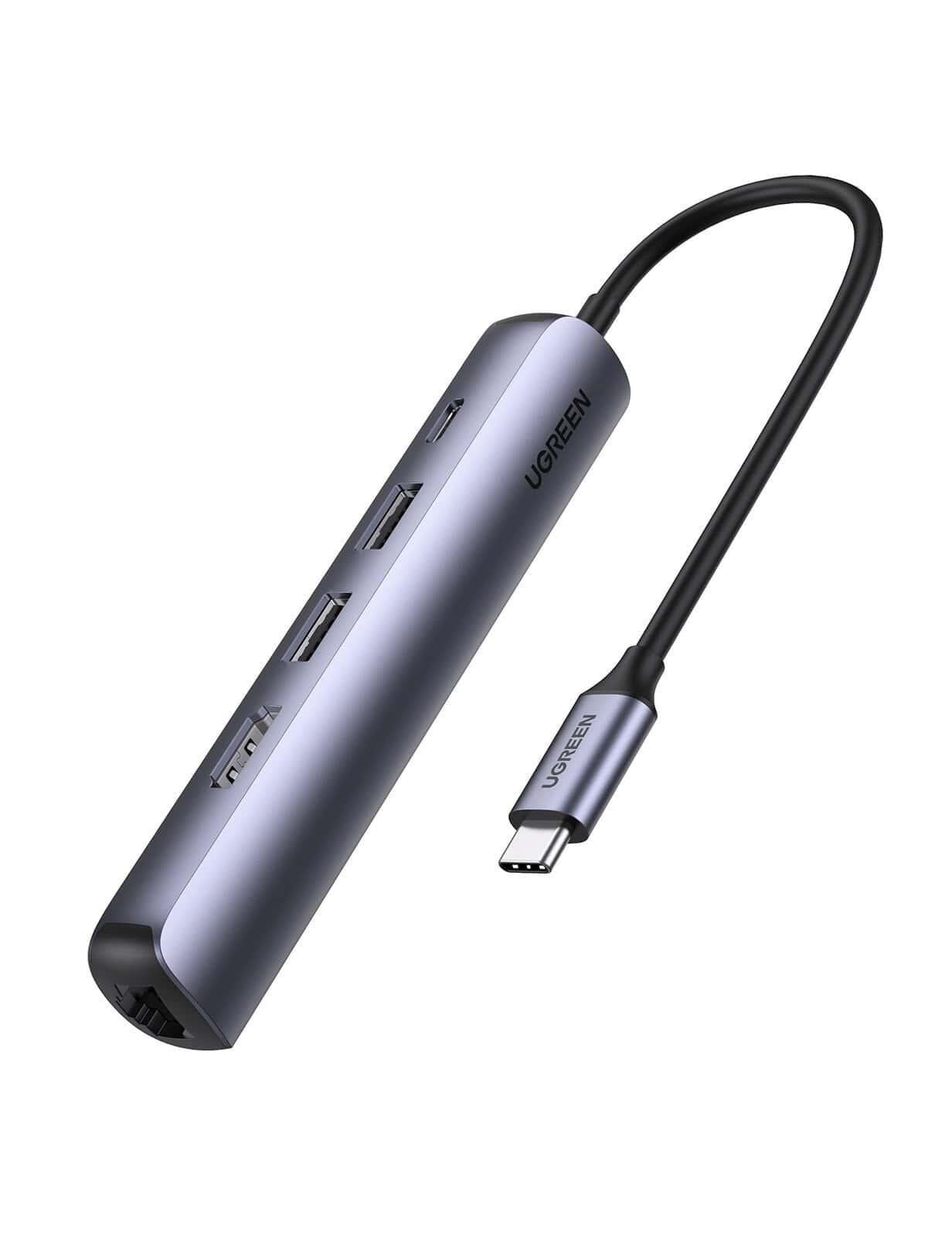 UGREEN 10919 CM418 5 in 1 Ultra İnce USB-C to USB 4K HDMI 1GB/s Gigabit Ethernet 100W PD Hızlı Şarj Desteği