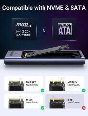 UGREEN 90408 CM559 M.2 SATA NVMe SSD USB 3.2 Gen2 UASP Trim M Desteği 10GB/s PCIe M-Key M+B Key Alüminyum