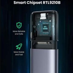 UGREEN 80863 CM389 M.2 Sata NVMe 10GB/s Veri Aktarım Hızı USB-C 3.1 Gen2 SSD Disk Kutusu