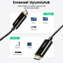 UGREEN 50400 HD141 8K 60Hz 4K 120Hz 2K 165Hz Fiber Optik HDMI 2.1 Kablosu Siyah 40metre