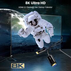 UGREEN 50400 HD141 8K 60Hz 4K 120Hz 2K 165Hz Fiber Optik HDMI 2.1 Kablosu Siyah 40metre - 2
