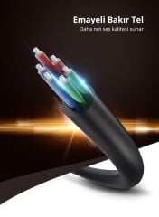 UGREEN 20816 AV134 1x3.5mm Erkek to 2x3.5mm Dişi Adaptör Çoklayıcı Siyah 20cm