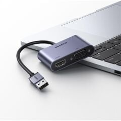 UGREEN 20518 CM449 USB 3.0 1080P 60Hz Full HD HDMI VGA Dönüştürücü Adaptör Alüminyum ABS ve PC Malzeme - 2