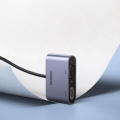 UGREEN 20518 CM449 USB 3.0 1080P 60Hz Full HD HDMI VGA Dönüştürücü Adaptör Alüminyum ABS ve PC Malzeme