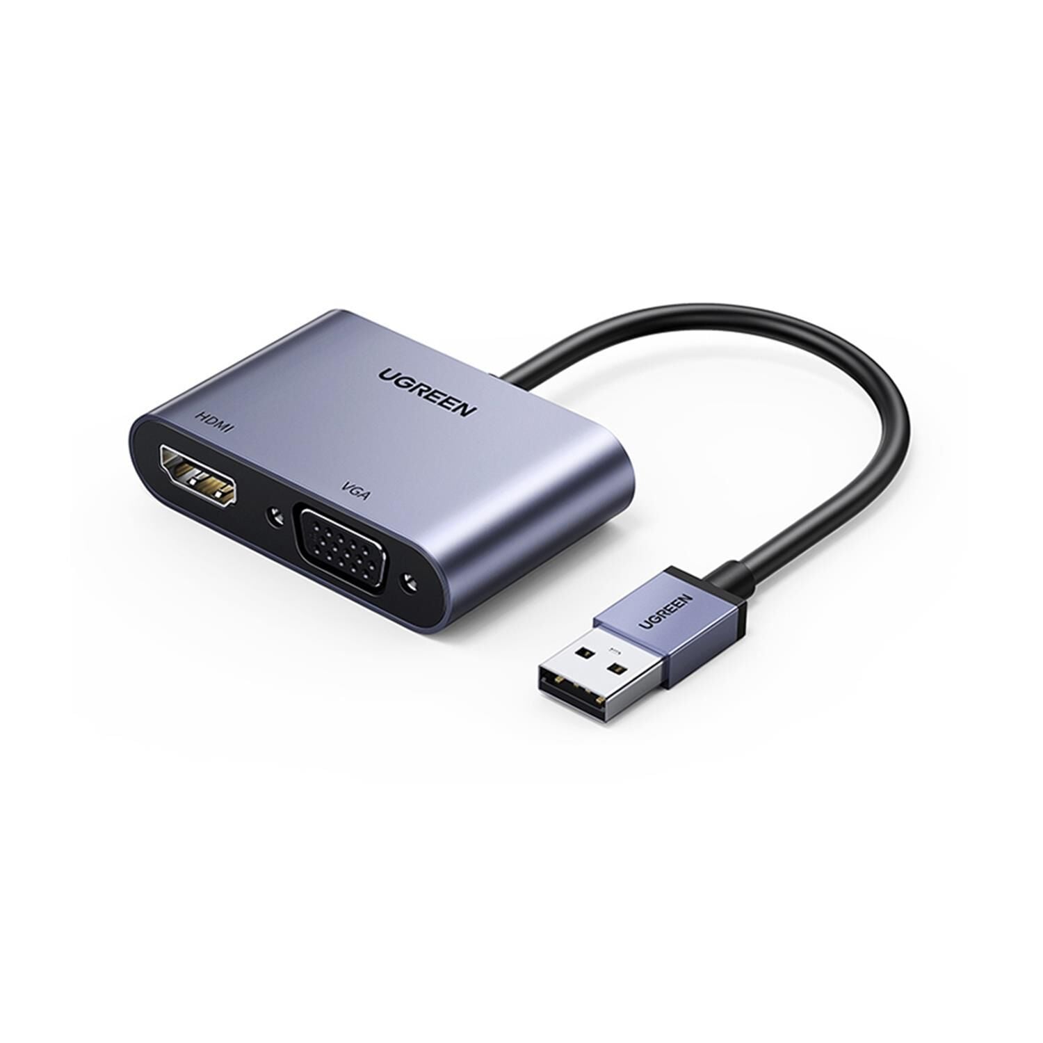 UGREEN 20518 CM449 USB 3.0 1080P 60Hz Full HD HDMI VGA Dönüştürücü Adaptör Alüminyum ABS ve PC Malzeme