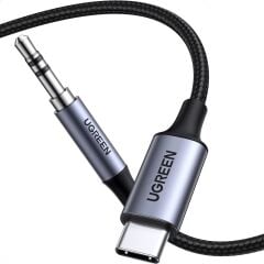 UGREEN 20192 CM450 DAC Çipli Hi-Fi Stereo Ses USB-C to 3.5mm Aux Ses Kablosu Örgülü 1metre