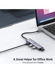 UGREEN 20841 CM473 USB-C to 4xUSB 3.0 5GB/s Yüksek Hız Alüminyum Gövde Dört Bağlantı Noktalı Hub Çoklayıcı 0.2metre