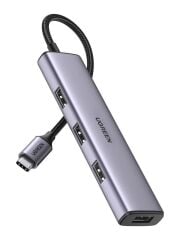 UGREEN 20841 CM473 USB-C to 4xUSB 3.0 5GB/s Yüksek Hız Alüminyum Gövde Dört Bağlantı Noktalı Hub Çoklayıcı 0.2metre