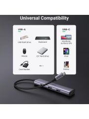 UGREEN 20841 CM473 USB-C to 4xUSB 3.0 5GB/s Yüksek Hız Alüminyum Gövde Dört Bağlantı Noktalı Hub Çoklayıcı 0.2metre
