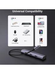 UGREEN 20841 CM473 USB-C to 4xUSB 3.0 5GB/s Yüksek Hız Alüminyum Gövde Dört Bağlantı Noktalı Hub Çoklayıcı 0.2metre