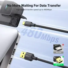 UGREEN 10354 US132 USB-A to Mini 5pin M Kablo Şarj ve Data Kablosu Siyah 0.5metre