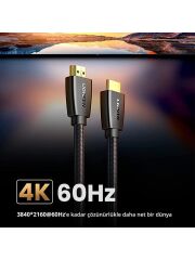UGREEN 40414 HD118 HDMI Kablo 4K 18GB/s HDMI 2.0 Örgülü Görüntü ve Ses Aktarma Kablosu Siyah 10metre - 2