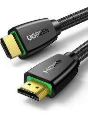 UGREEN 40414 HD118 HDMI Kablo 4K 18GB/s HDMI 2.0 Örgülü Görüntü ve Ses Aktarma Kablosu Siyah 10metre