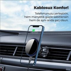 WOYAX by DEJİ WY-HR09 MagSafe Mıknatıslı Kablosuz Soğutmalı Şarjlı ProMag Araç İçi Telefon Tutucu - 2