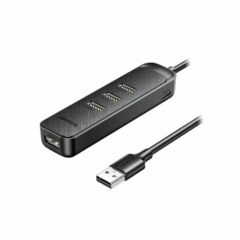 UGREEN 20487 CM456 5Gbps Veri Transfer Hızı USB-A 3.0 4 Port Bağlantı Noktalı Hub Çoklayıcı Siyah 1metre