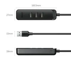 UGREEN 20487 CM456 5Gbps Veri Transfer Hızı USB-A 3.0 4 Port Bağlantı Noktalı Hub Çoklayıcı Siyah 1metre