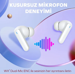 WOYAX by DEJİ Curvy HD Mikrofonlu Ultra Hafif HiFi Ses Beyaz Kulak İçi Kablosuz Bluetooth Kulaklık - 2