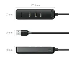 UGREEN 20488 CM456 5Gbps Veri Transfer Hızı USB-A 3.0 4 Port Bağlantı Noktalı Hub Çoklayıcı Siyah 1.5metre
