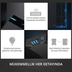 UGREEN 30849 US222 Çepeçevre Koruma 5GB/s Veri Aktarımı 3.5''-2.5'' USB 3.0 Sata Sabit Disk Muhafazası Harici Kablo 1metre