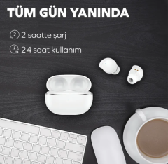 WOYAX by DEJİ Dots Mini Ultra Hafif HiFi Stereo Ses Beyaz Kulak İçi Kablosuz Bluetooth Kulaklık - 2