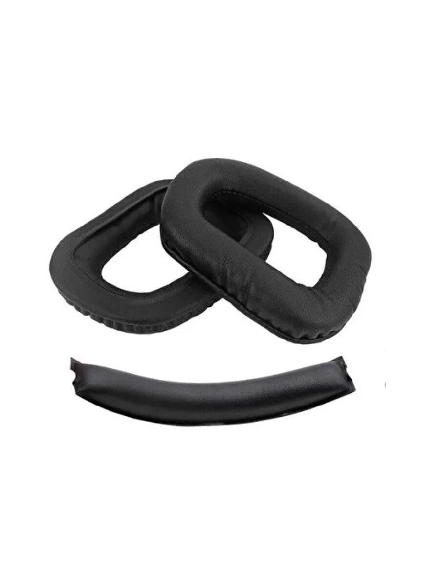 Logitech G930 G432 G430 G332 G230 Kulaklık Süngeri Siyah Deri Kulaklık Pedi + Kafa Bandı Siyah