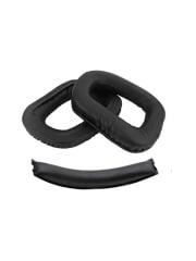 Logitech G930 G432 G430 G332 G230 Kulaklık Süngeri Siyah Deri Kulaklık Pedi + Kafa Bandı Siyah