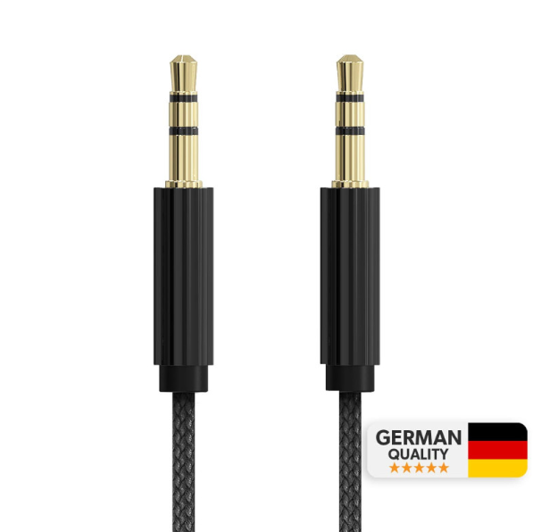 WOYAX by DEJİ WY-C15 3.5mm Aux Kablo Stereo 3.5mm Erkek/Erkek Kablo Örgülü Siyah 1.2metre