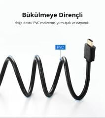 UGREEN 10111 HD104 UHD 4K Yüksek Hızlı Ethernet ve 2.0 HDMI Kablosu Siyah 15metre