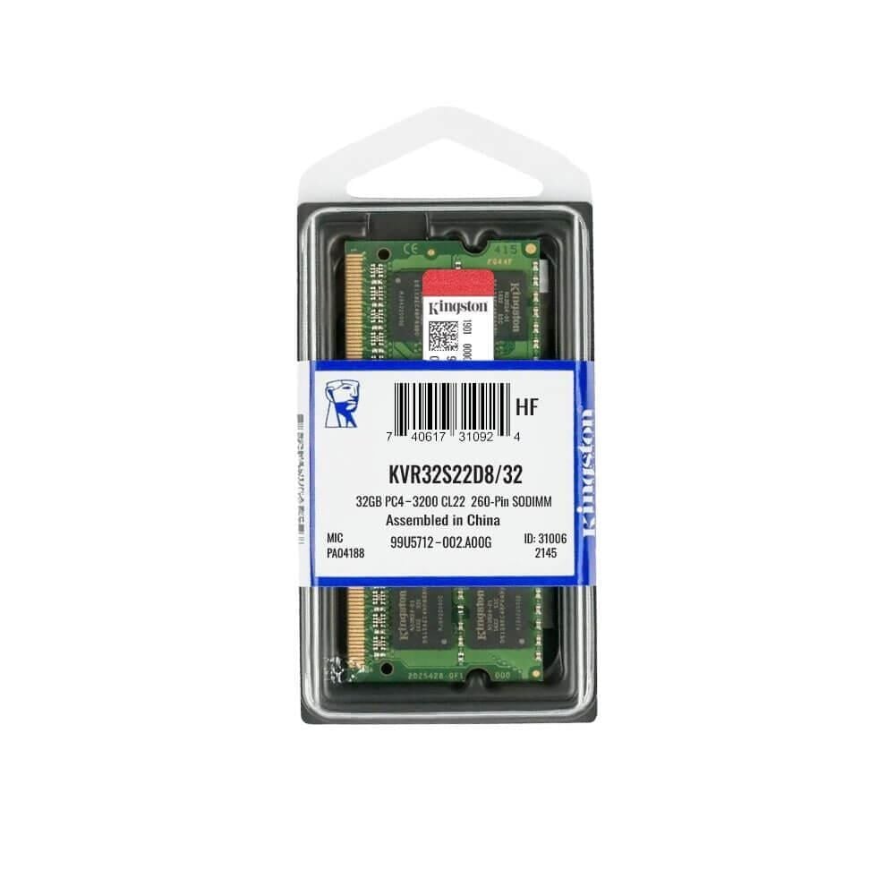 KİNGSTON 32GB DDR4 3200MHz CL22 SODIMM Notebook Ram (KVR32S22D8/32)