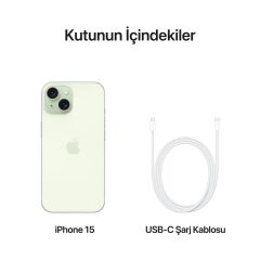 APPLE iPhone 15 128GB Yeşil Cep Telefonu MTP53TU/A (Apple TÜRKİYE Garantili)