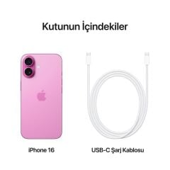 APPLE iPhone 16 256GB Pembe Cep Telefonu MYEG3TU/A (Apple TÜRKİYE Garantili)