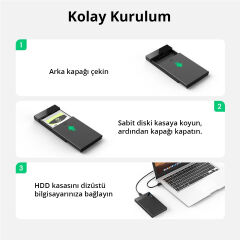 UGREEN 30848 US221 USB 3.0 to Sata3 2.5 inç Harddisk SSD Sabit Disk Muhafaza Kutusu
